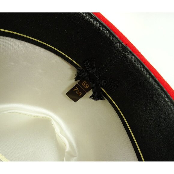 Vintage Biltmore Red Wool Felt Fedora Feather Classic Dress Hat 7 3/8 59 - Picture 9 of 12